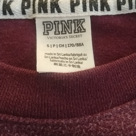 Pink fleece maroon crew-neck long sleeve soft top - Picture 3 of 4